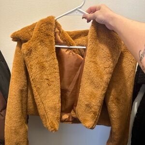 Women's Faux Fur Jacket - Tan